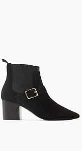 Veloursleder-Stiefelette mit Blockabsatz